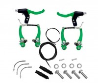 Kit de Freio V-Brake de Nylon Verde com Maçaneta (Par)